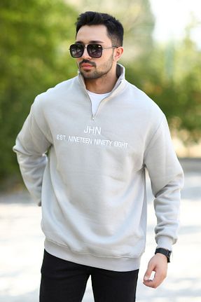 سوئیشرت طوسی مردانه نقش دار / کار شده JB John Borners - کد 929618147