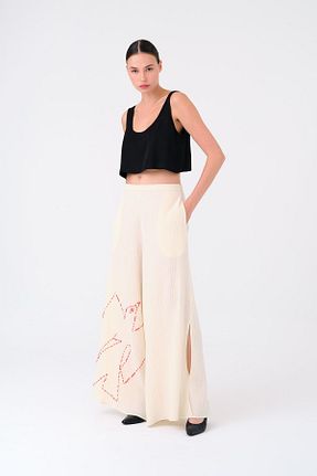 شلوار پارچه ای نباتی زنانه بلند MİİN - کد 929636102