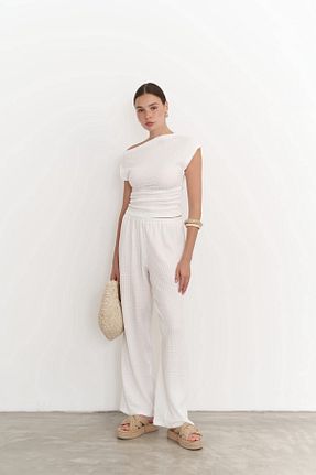 ست بالاتنه و پائین تنه سفید زنانه بافتنی MAİ COLLECTİON - کد 824206508