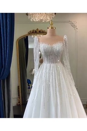 لباس عروس سفید زنانه دانتل SOFT - کد 929583048