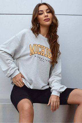سوئیشرت طوسی زنانه پشت چاپی Madmext - کد 72416727