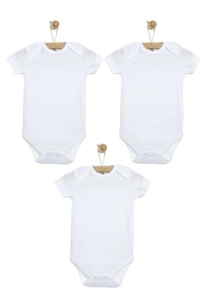 بادی و سرهمی نوزادی سفید بچه گانه پنبه ای mixibaby - کد 929688415