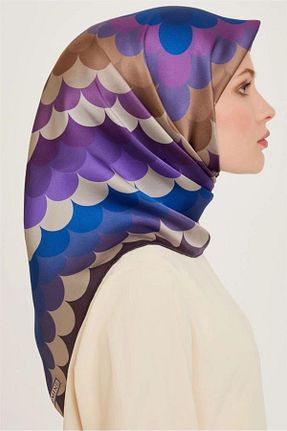 روسری بنفش کرپ ساتن ابریشم Armine - کد 929690581
