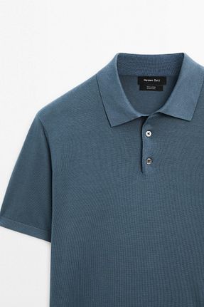 پولوشرت آبی مردانه پنبه ای Massimo Dutti - کد 929707358