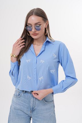پیراهن آبی زنانه کراپ Laressi - کد 929699456