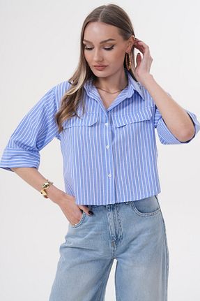 پیراهن آبی زنانه کراپ Laressi - کد 929697673