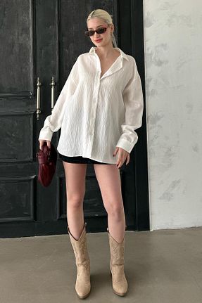 پیراهن سفید زنانه اورسایز Madmext - کد 831122130