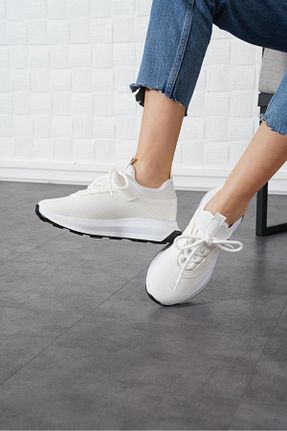 کفش اسنیکر سفید زنانه بند دار Moda Pie - کد 830585445