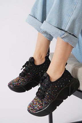 کفش اسنیکر مشکی زنانه بند دار Moda Pie - کد 929747871