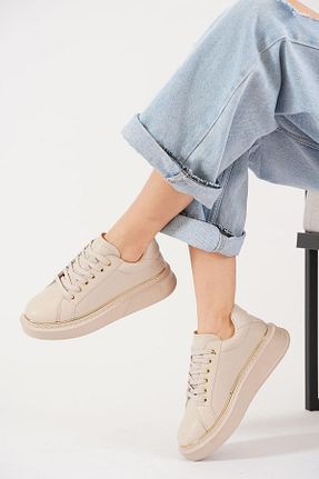 کفش اسنیکر بژ زنانه بند دار Moda Pie - کد 929747615