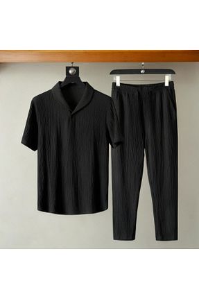 ست بالاتنه و پائین تنه مشکی مردانه بافتنی Fifty Color - کد 920318608