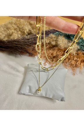 گردنبند جواهر زرد زنانه مروارید AysuTakı - کد 929748229