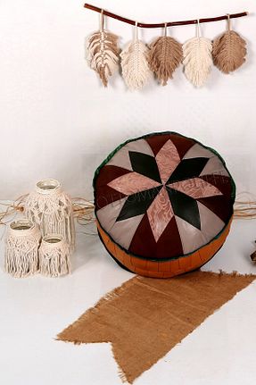 پوف و نیمکت زرشکی 60 x 30 Ottoman Pouffe - کد 709850529