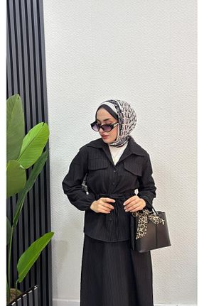 ست بالاتنه و پائین تنه حجاب مشکی زنانه کلوش HB MODA COLLECTİON - کد 929761747