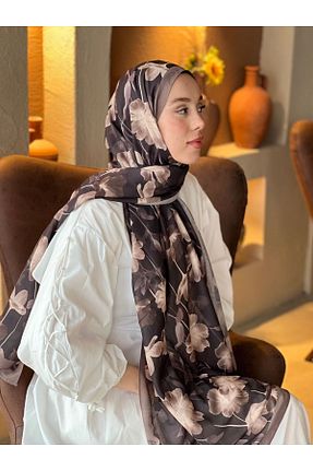شال قهوه ای زنانه پلی استر Modakaşmir - کد 929839093