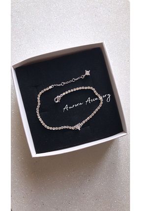 دستبند استیل (فولاد) طوسی زنانه سنک زیرکون AurorAccessory - کد 929777098