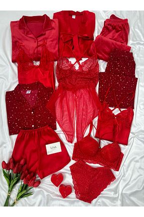 ربدوشام قرمز زنانه ساتن Lena Homewears - کد 847816233