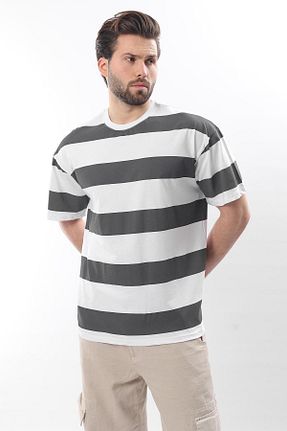 تیشرت طوسی مردانه اورسایز Madmext - کد 834655335