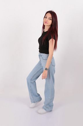 شلوار جین متالیک زنانه پاچه گشاد Aynaz - کد 929815871