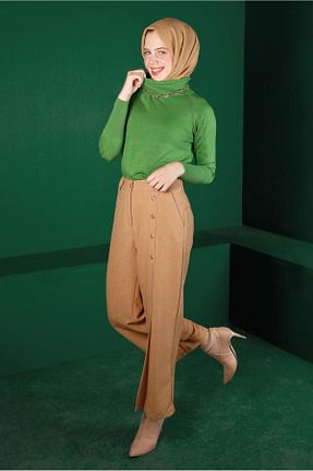 شلوار پارچه ای بژ زنانه بلند Alvina - کد 793827517
