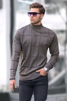 پلیور قهوه ای مردانه ساده Madmext - کد 774243573