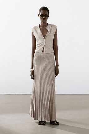 جلیقه بژ زنانه کتان Massimo Dutti - کد 929838926
