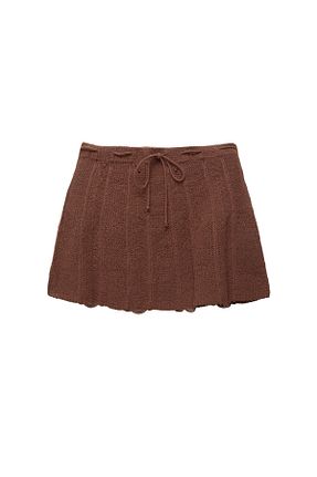 دامن قهوه ای زنانه پنبه ای Pull & Bear - کد 929854600