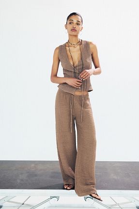 شلوار قهوه ای زنانه پنبه ای Pull & Bear - کد 929859039
