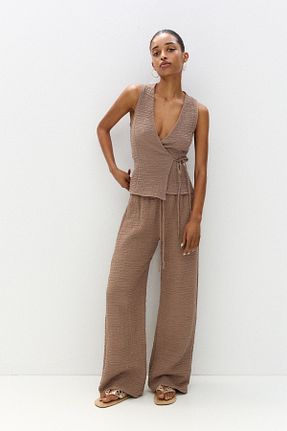 شلوار قهوه ای زنانه پنبه ای Pull & Bear - کد 929859039