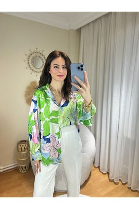 پیراهن سبز زنانه یقه هفت By Hanife Beyazateş - کد 929865821