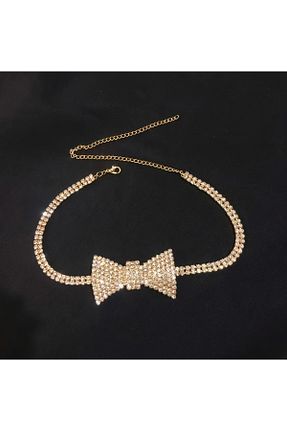 گردنبند جواهر زرد زنانه برنجی TAKİŞKO - کد 929859052