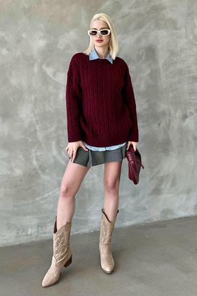 پلیور زرشکی زنانه Saç Örgü Madmext - کد 899513126