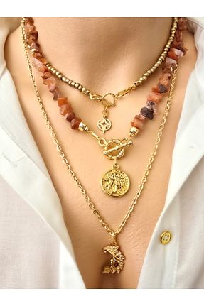 گردنبند جواهر قهوه ای زنانه سنگ طبیعی Riccoco Accessory - کد 929870833