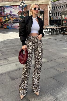 شلوار جین قهوه ای زنانه رگولار Madmext - کد 818477761