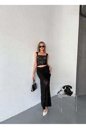 دامن مشکی زنانه پارچه MODA - کد 929875086