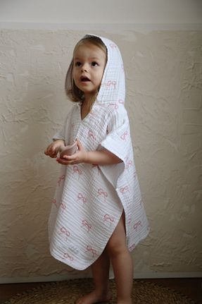 حوله پالتوئی نوزاد و کودک سفید بچه گانه پنبه ای DoDo
