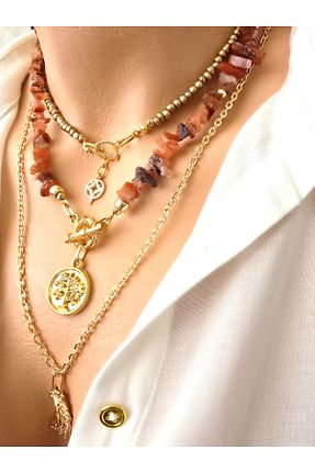گردنبند جواهر قهوه ای زنانه سنگ طبیعی Riccoco Accessory - کد 929870833