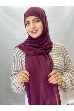 شال زرشکی زنانه شیفون ALADİYAR - کد 929882759
