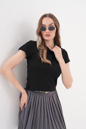 تیشرت مشکی زنانه کراپ JANSO GROUP - کد 929882177