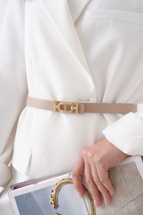 کمربند بژ زنانه چرم مصنوعی barış sülün lovebox - کد 929882092
