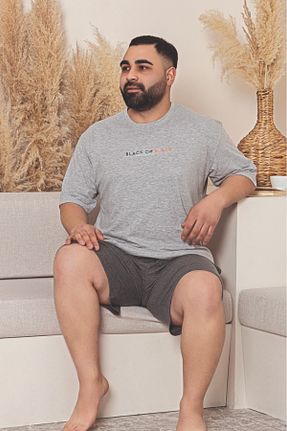 ست لباس راحتی سایز بزرگ طوسی مردانه ساده Farya Home - کد 929887757