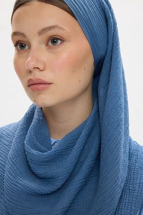 شال سرمه ای زنانه پنبه ای FENZA SCARF - کد 929893705