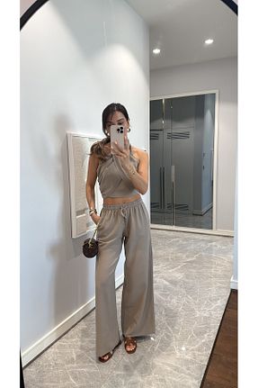 ست بالاتنه و پائین تنه قهوه ای زنانه مخلوط پلی استر sinemkivanc co - کد 929893426