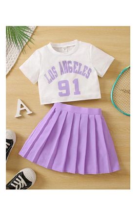 ست بالاتنه و پائین تنه بنفش بچه گانه بافتنی My Kids Wear - کد 929894477