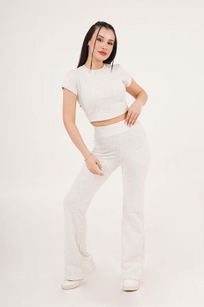ست بالاتنه و پائین تنه طوسی زنانه بافتنی Hipo Trend - کد 929890034