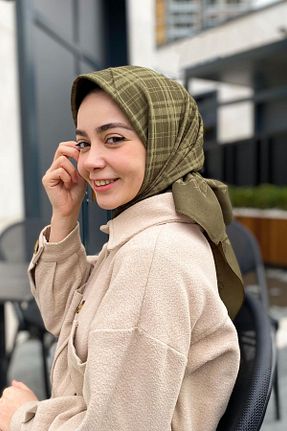 روسری خاکی پنبه پلی استر Aker - کد 814890110