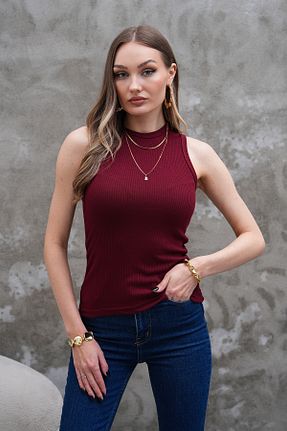 بلوز زرشکی زنانه ساده Pinpery - کد 929926183