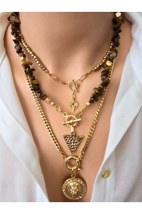 گردنبند جواهر قهوه ای زنانه سنگ طبیعی Riccoco Accessory - کد 929921689
