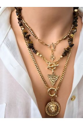گردنبند جواهر قهوه ای زنانه سنگ طبیعی Riccoco Accessory - کد 929921689