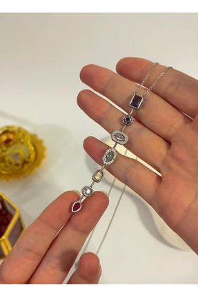 گردنبند جواهر طوسی زنانه برنجی stainless steell - کد 899215777